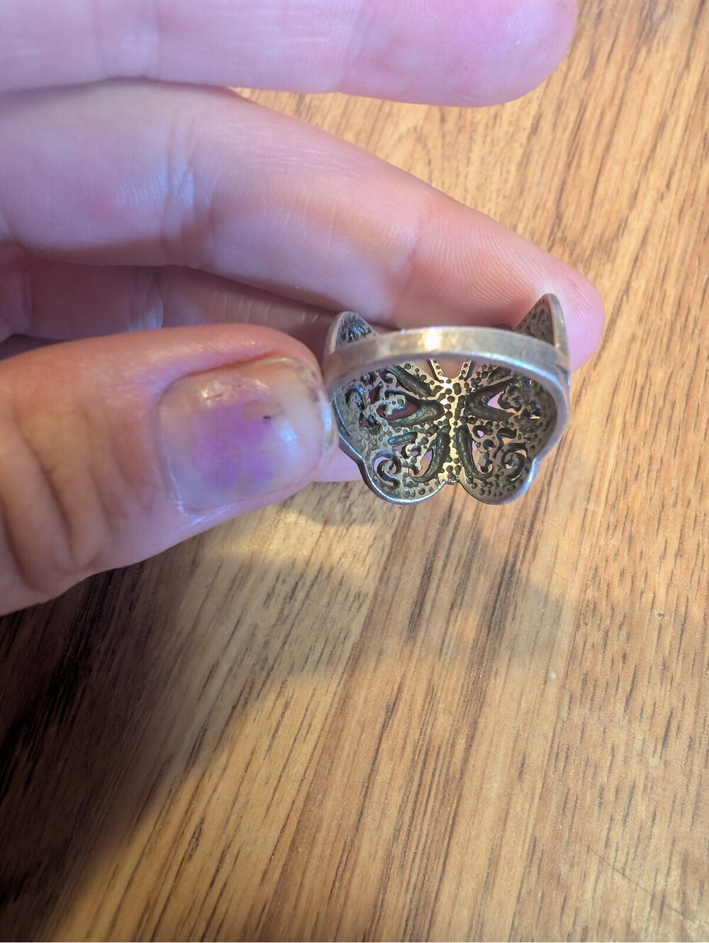 Vintage Style Sterling Silver Butterfly Women's Ring Size 10.5 - Picture 3 of 6